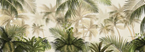 Vintage card with pathway, palm tree to Samui Beach