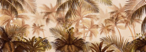 Vintage card with pathway, palm tree to Samui Beach